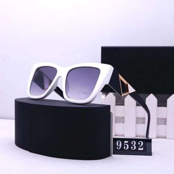 Quadratische Sonnenbrille mit weißem Rahmen für Herren mit schwarzen Bügeln, Luxusmarke, klassische Retro-Dreieck-Signatur, adumbrale Sommer-Zier-Schmetterlings-Sonnenbrille