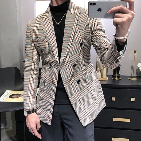 Abiti da uomo Blazer Smoking da uomo Arrivo scozzese Casual doppio petto Slim Fit Blazer Abito da uomo Solo giacca 230503