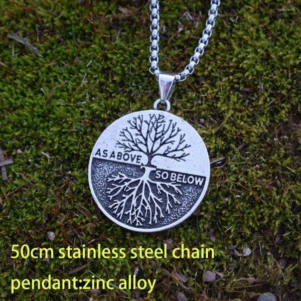 Ketten Sanlan Nordische Wikinger Yin Yang wie oben so unten Baum des Lebens Halskette Amulett als Geschenk
