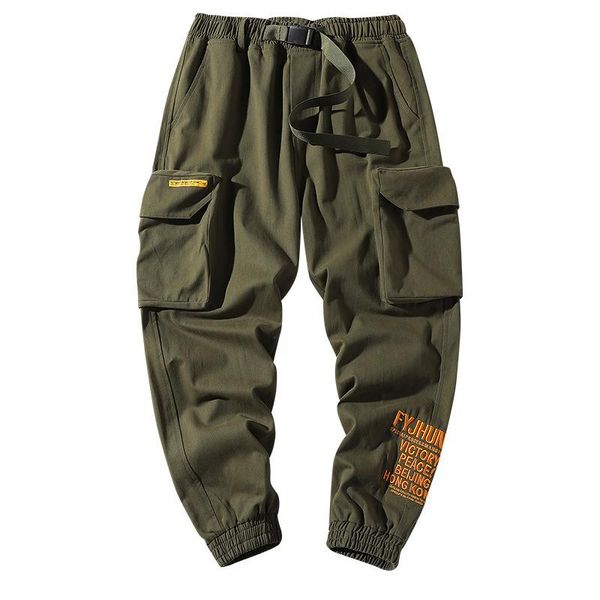 Hosen im japanischen Stil, modische Herren-Jeans, Hip-Hop-Jogginghose, lockere Passform, klassische Cargo-Hose mit großer Tasche, Armee-Grün, Militärhose