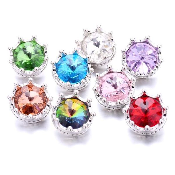 Afitros Rhinestone Crown Snap Button Women Jewelhing Acalhos de jóias de 18 mm Botões de metal Snaps