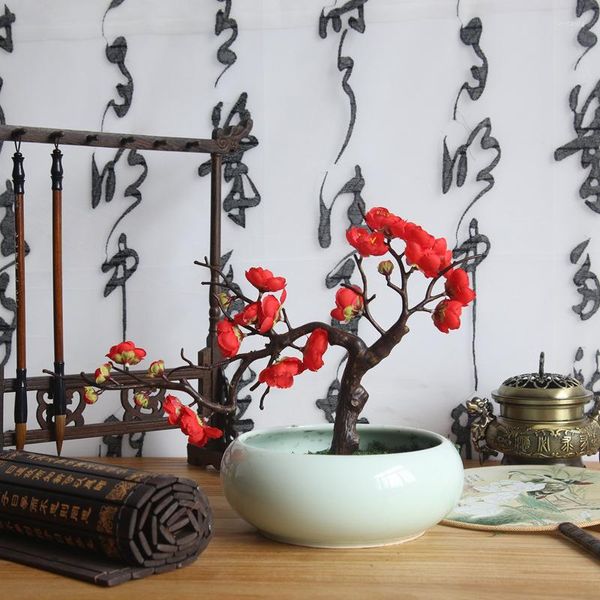 Dekorative Blumen Mode Künstliche Blume Pflaumenblüte Zweig Chinesischen Stil DIY Jahr Heimdekoration Pographie Requisiten Gefälschter Topf