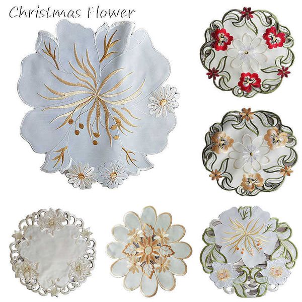 Mats Pads Fashion ins fiore Ricamo tovaglietta tovaglietta Panno Caffè tè tovaglietta tazza festa Natale sottobicchiere centrino accessorio da cucina Z0502