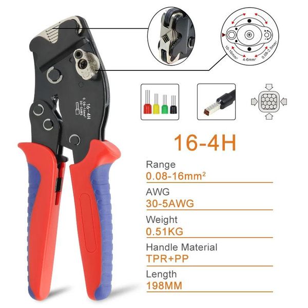 Tang 0.0816mm2 164H Utensili per crimpare terminali tubolari Mini pinze Regolare la manopola per controllare le dimensioni di crimpatura dei terminali Morsetti elettrici