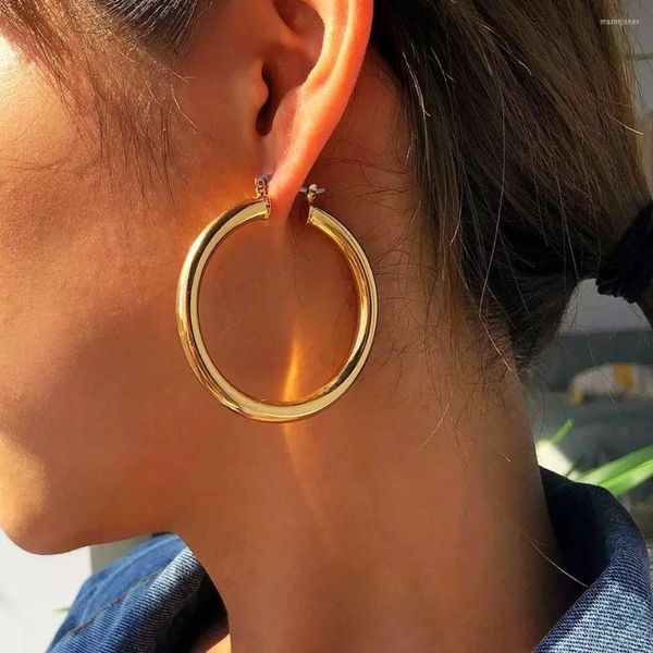 Orecchini a cerchio 2023 Fashion Oversize Big For Women Basketball Brincos Large Thick Round Circle Hoops Gioielli Punk