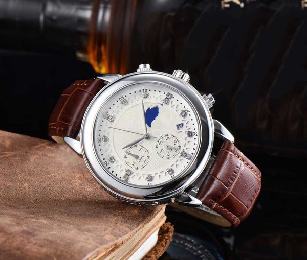 Männer Designer Uhren Luxusmode Herren Leder Uhrenarmband Quarzwerk Uhr Gold Silber Freizeit Armbanduhr