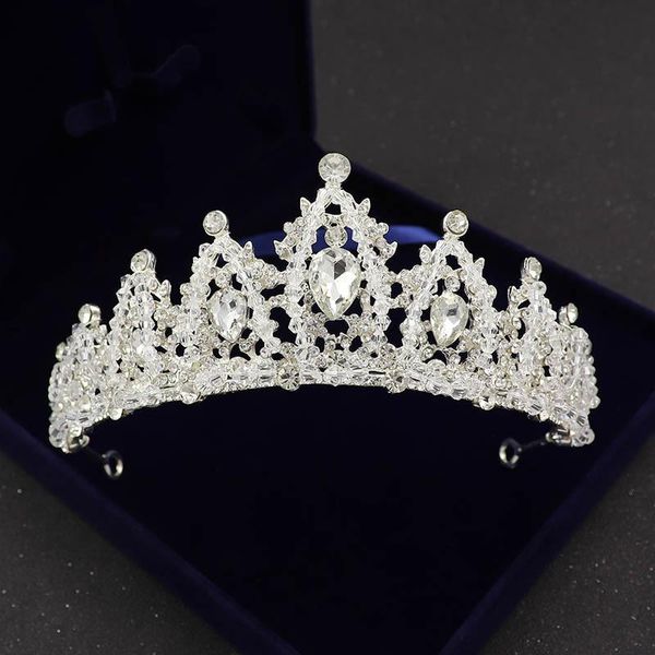 Fermagli per capelli Barrettes Perline Strass Diademi e corone da sposa Donna Cristallo Barocco Gioielli da sposa Spettacolo Diadema Accessorio da sposa africano