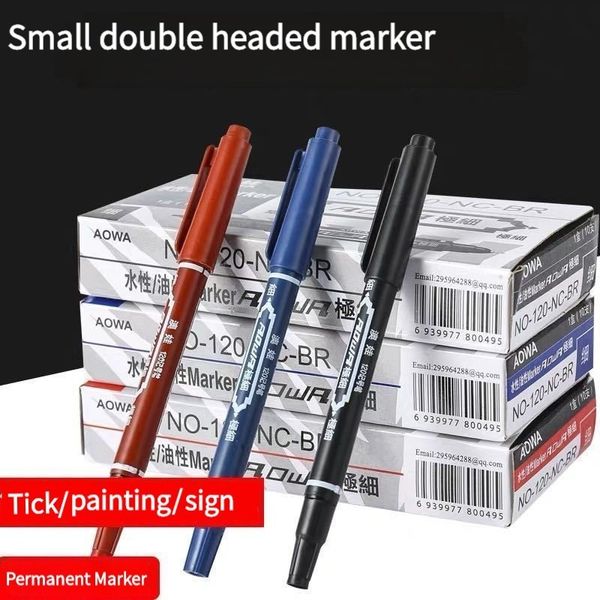 İşaretler 10 PCSSET ÇİFT TIP ART Siyah Mavi Mürekkep Kalıcı Boya İşaretçisi Plastik Ahşap Taş Metal Cam Doodling Markası Graffiti 230503