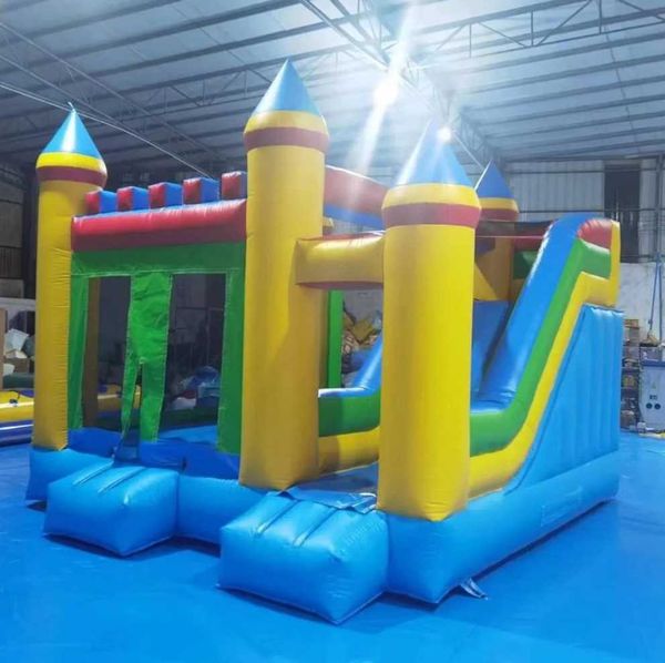 Trampolini in PVC personalizzati 4x4.5m Letto da salto con scivolo gonfiabile a secco Mutil color Princess Castello gonfiabile per bambini con scivolo include la nave libera del ventilatore