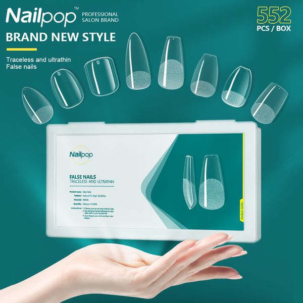 False Nails Nailpop 552pcs Pro comprimento Medmediumshort False unhas Pressione as dicas para unhas artificiais de extensão com designs acessórios de unhas 230428