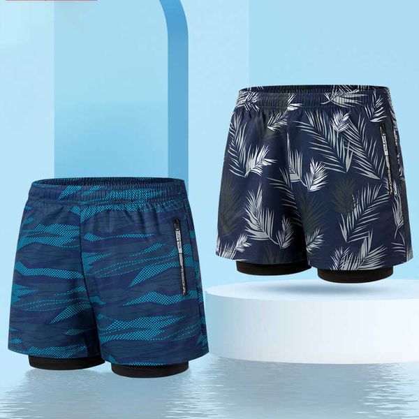 Shorts masculinos masculinos shorts praia tábua curta com zíper bolso de verão shorts para homens roupas de banho de banho quente rápido de calma de natação J230503