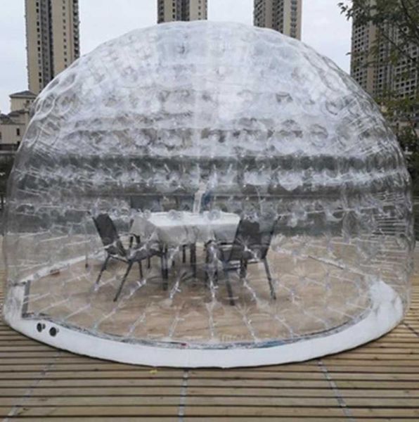 5m Playhouse ao ar livre PVC PVC Inflável Crystal Bubble Dome Tent de design personalizado Design personalizado ao ar livre Clear Lodge House para reunião de acampamento