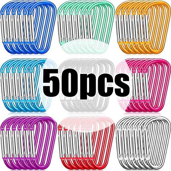 5 PCSCARABINERS 50pcs colorido carabineiro chaveiro Alluminum aluminum D-ring Buckle Spring mosquitel Snap Hook Clip Keychains ao ar livre acampar diariamente Use P230420