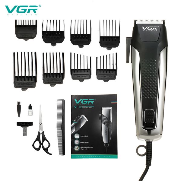 Волосы триммер VGR Hair Clipper Professional Electric Machine Hair Cut Взрослые волшебные машины проводные электрические триммеры комплект Clipper Men 230428