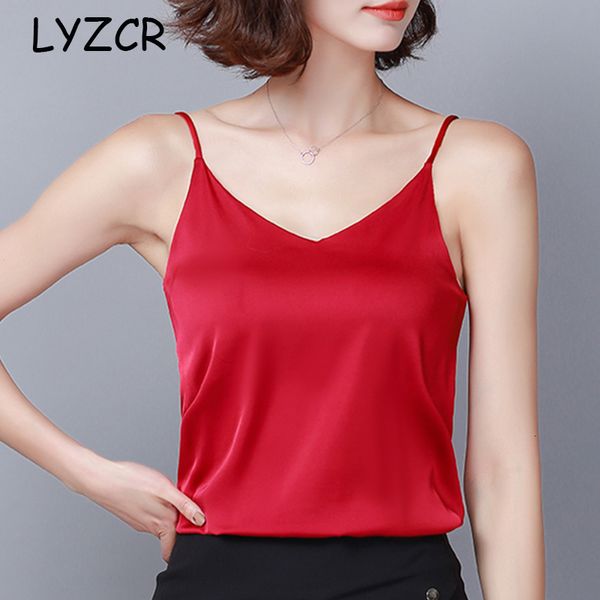 Camisoles Tanks Seide Tanktops für Frauen Sommer ärmelloses weißes Neckholder Top Frauen Satin Seide Spaghetti Strap Top weiblich plus Größe 5XL Camisole 230503