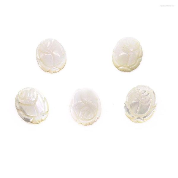 Anhänger Halsketten Natürliche Meerwasser Muschel geschnitzt Oval Rose Blume Ring Made Fashion Boutique Elegante Damen DIY Halskette Ohrring Zubehör