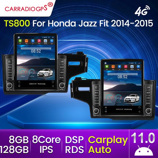 DVD de carro estéreo de rádio para Honda Jazz Fit 2014-2015 Multimedia Player GPS Navigation Android 128G CarPlay Auto RDS DSP WiFi