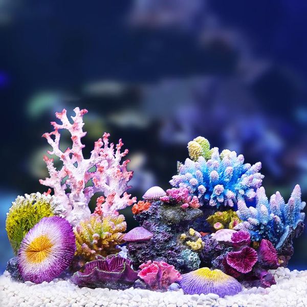 Dekorationen, Kunstharz, künstliche Koralle, Aquarium-Dekoration, Aquarium, Korallenriff-Ornament, Steinkorallen-Blumen-Dekor, Aquarium-Hintergrund, Aquarium