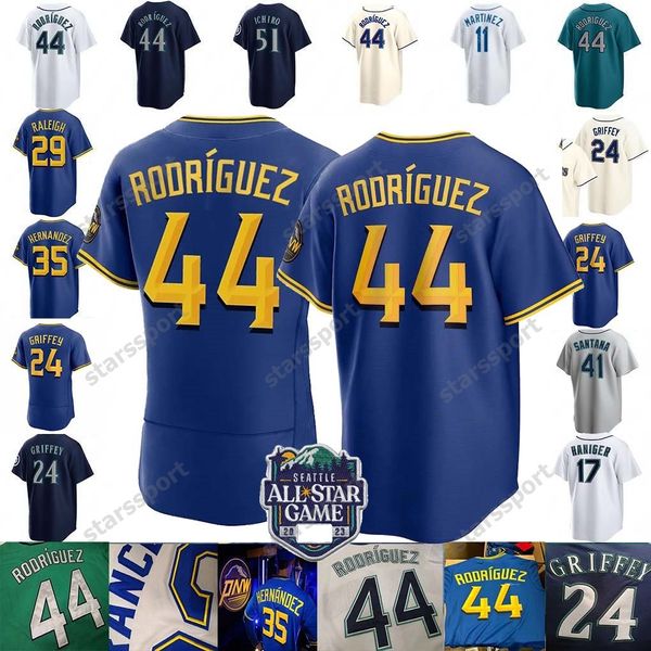 44 Julio Rodriguez Özel Beyzbol Formaları 2023 City Connect Ken Griffey Jr JP Crawford Edgar Martinez Suzuki Ichiro Jarred Kelenic