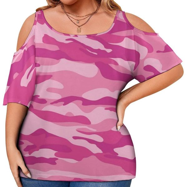 T-shirt carino camuffamento magliette rosa camo stampa moda coreana maglietta maniche corte retrò magliette estate taglie forti abbigliamento regalo di compleanno