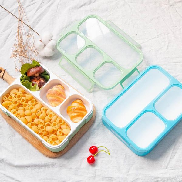 Yemek takımı setleri Creative Kids Grid Power Bento Box Öğrenci Snack Lunchbox Divider Sealed Plastik Konteyner