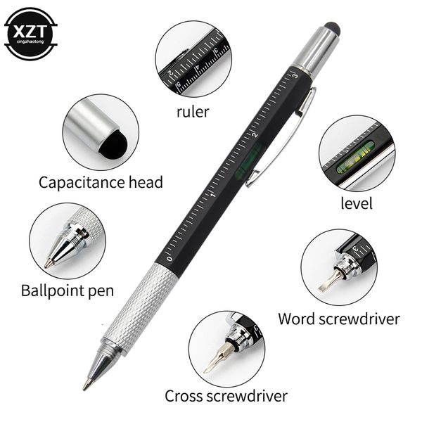 Kugelschreiber 7 in1 Multifunktionsstift mit modernem Handwerkzeug Messen Technisches Lineal Schraubendreher Touchscreen Stylus Wasserwaage 230503