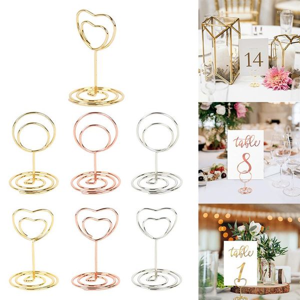 Favor de festa 10pcs Gold de ouro rosa forma de casamento Número do assento clipe metal pó decoração de decoração titular decoração do quadro de mensagens