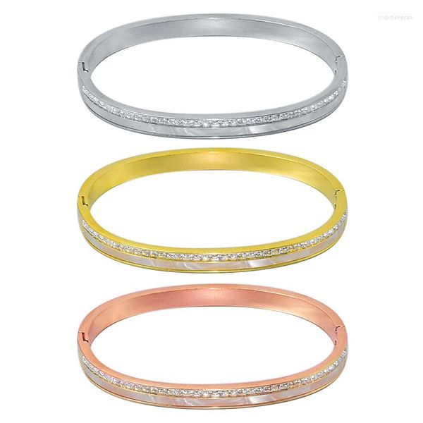 Bangle estilo étnico concha branca com cistas de figurino personalizado pulseiras de aço inoxidável