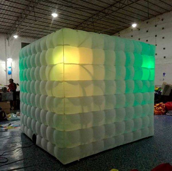 2.4x2.4x2.4m portátil LED LED Inflável Booth Cenos -Backdrop Iluminação Cubo Cuba para eventos de festa de casamento