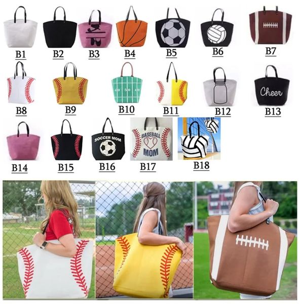 18styles Segeltuchtasche Baseball Tote Sporttaschen Softball Umhängetasche Fußball Fußball Basketball Baumwollsegeltuch Tote Handtasche