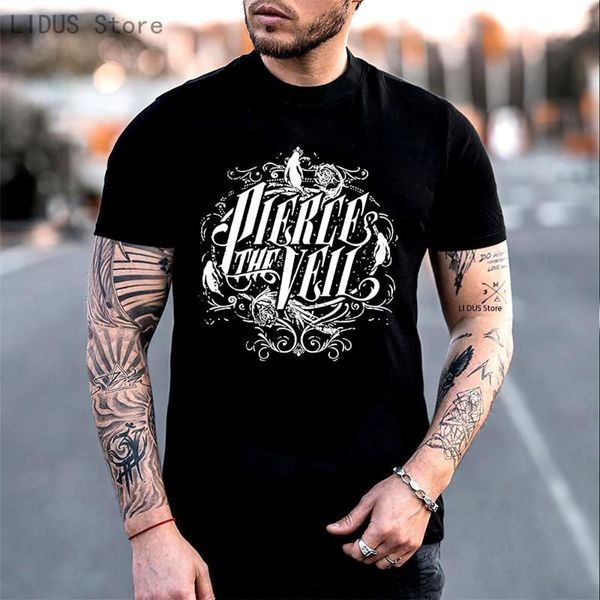 Camiseta masculina masculina tamir de camiseta preta píer o véu logotipo camiseta camiseta