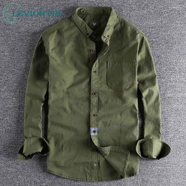 Herren Freizeithemden Mode Cargo Herren Khaki Militäruniform Reine Baumwolle Outdoor Herren Langarm Safari Army Fans Tops