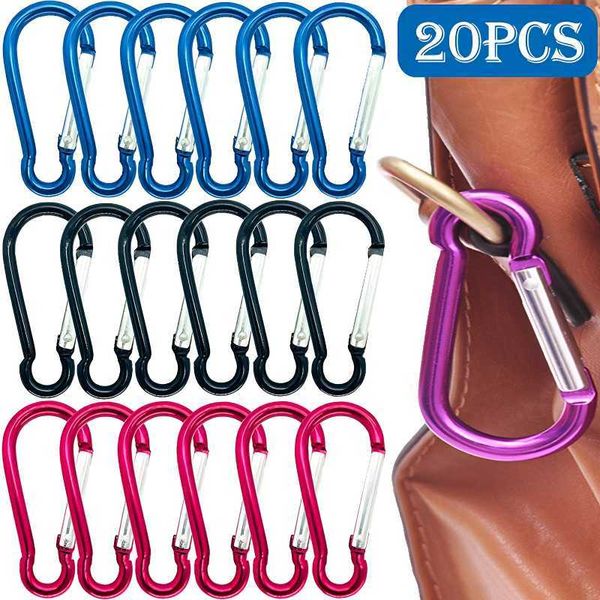 5 PCSCarabiners 20PCS Aluminium Karabiner Schlüsselanhänger Clip Outdoor Camping Schlüsselanhänger Karabinerhaken Wasserflasche Schnalle Reiseset Kletterzubehör P230420