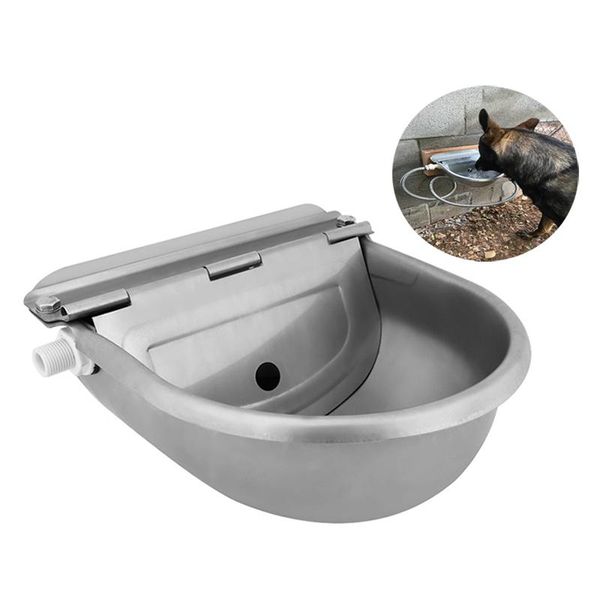 Alimentação grande cão de estimação ao ar livre fonte potável 304 aço inoxidável calha água cavalos cabras ovelhas float tigela automático waterer gado