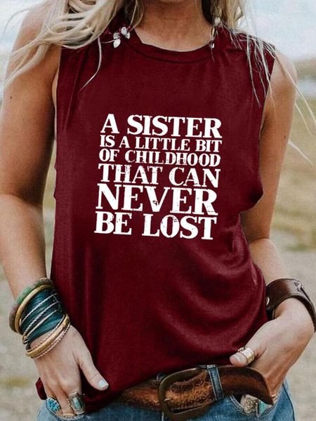 Magliette da donna A Sister Never Be Lost Friend Maglietta senza maniche da donna Divertente estate Casual Top Girls Weekend Tee Gift