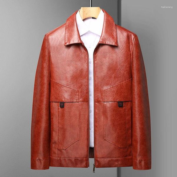 Herrenjacken Boutique Große Größe Herrenmode Volltonfarbe Trend Eine Vielzahl von Optionen kann All-Match Slim Casual Jacket Leather wählen
