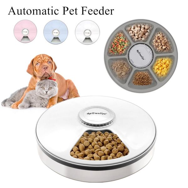 Автоматическая кормушка для домашних животных, умная круглая кормушка с таймером и голосовой записью, диспенсер для сухого корма для кошек и собак, 24 часа, товары для домашних животных