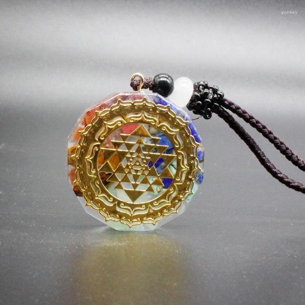 Ketten sieben Chakras Anhänger Energie natürlicher Schotter Kristall Ogan Halskette Orgonit kann individuell angepasst werden personalisierte Münze