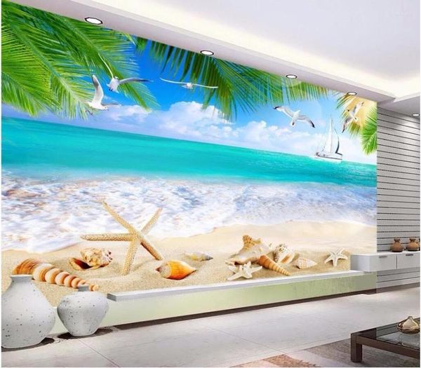 Tapeten Benutzerdefinierte Wandbild 3d Zimmer Tapete Ozean Strand Shell Malerei Tapeten Wohnkultur Wandbilder Für Wände 3 D