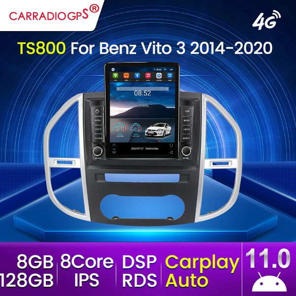 DVD de carro Rádio 128G 8Core IPS RDS para Mercedes Benz W447 VITO 3 2014-2020 Tipo Tesla Android Multimedia Player Navigation GPS