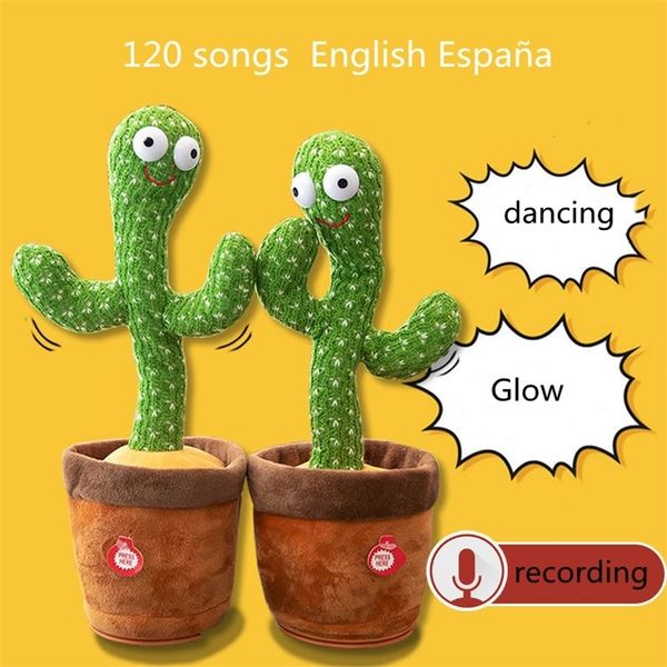 Objetos decorativos Figuras adoráveis ​​brinquedos falantes dancing cactus boneca fale talk som disl Repita Kawaii's infantil presente de educação 230428