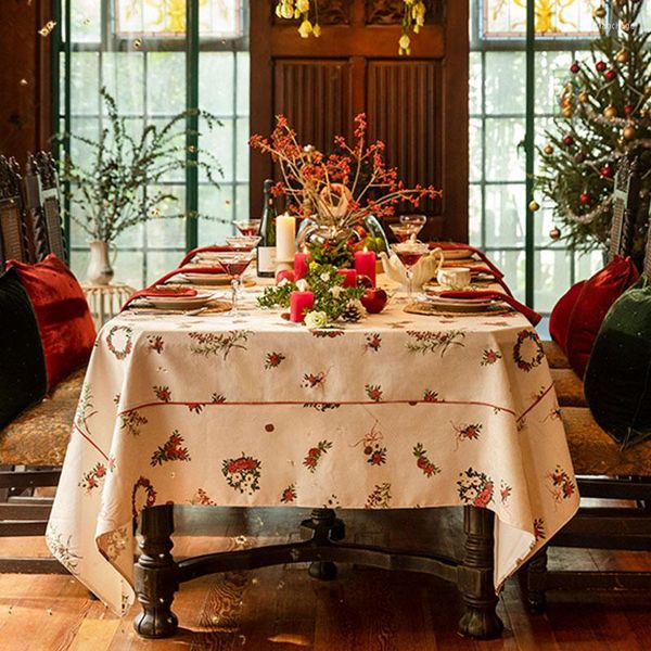 Tovaglia natalizia Tovaglia in velluto di Natale Rettangolo impermeabile stampato bianco Home El Dining Tovaglia in pelle scamosciata di lusso