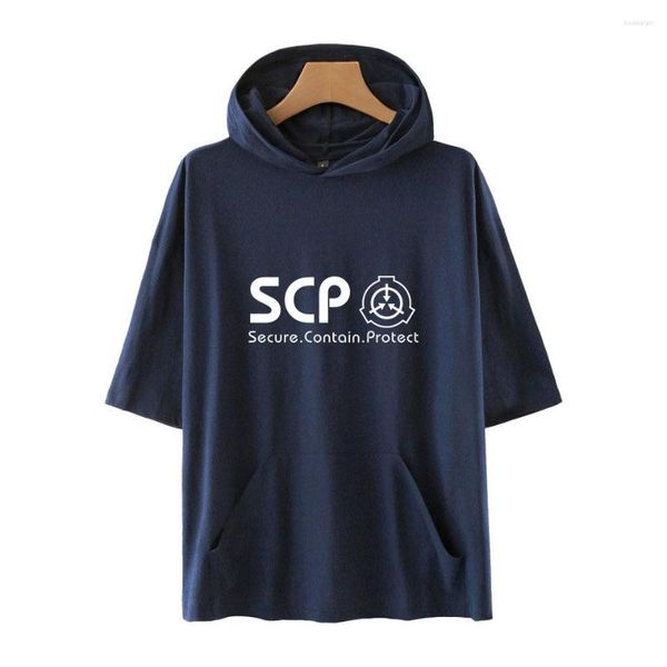 Camisetas masculinas Procedimentos de contenção especiais Moda SCP Foundation Capuzes Mulheres/homens roupas de tamanho curto de tamanho curto camisa casual camisa