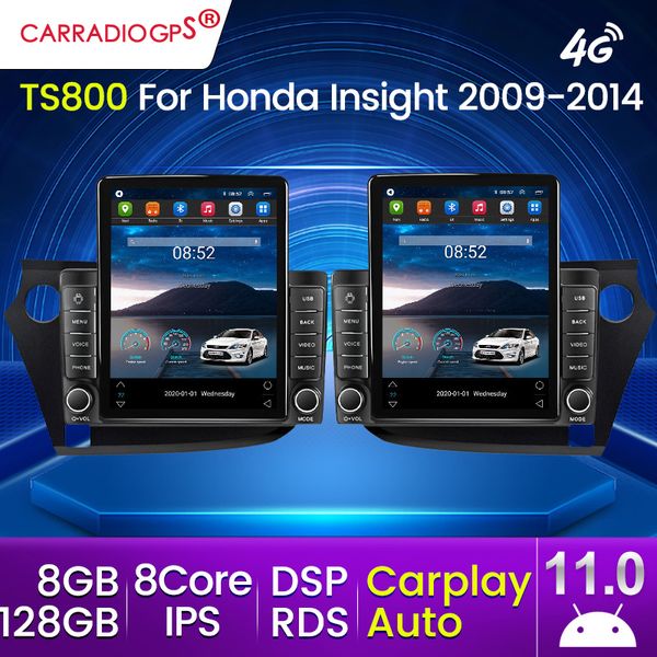 Rádio Android Car DVD para Honda Insight 2009-2014 GPS de navegação 1280*720 IPS DSP CarPlay Multimedia Player Auto Stereo DVD FM