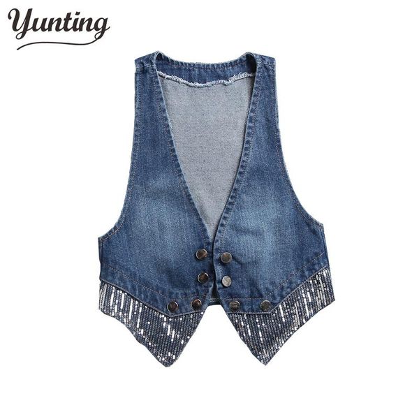 Parkas Neu 2023 Frühlings Sommer Heißverkauf Mode Frauen süßes Mädchen Denim Vest Jeans Weste Jacke Damen A Weste Coat