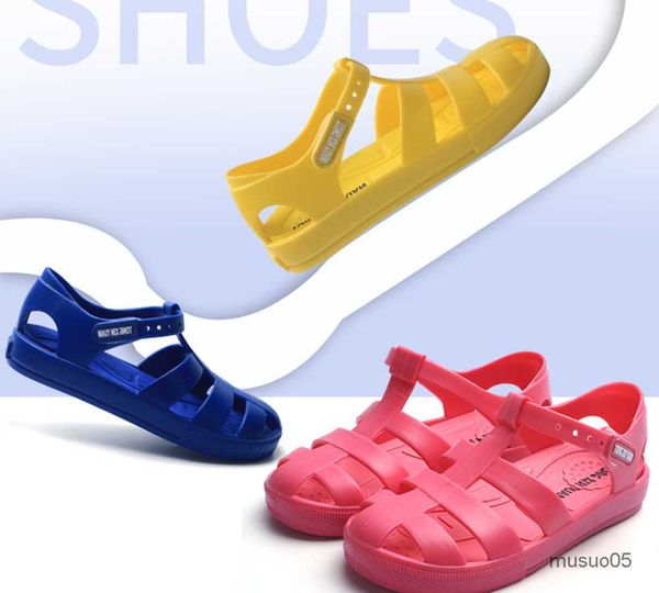 Neue Mädchen betrachten Solid Rome Jelly In Summer Kinder wasserdichte Strandschuhe Jungensandalen