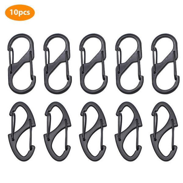 5 PcScarabiners 10pcs in acciaio inossidabile tipo Carabiner di tipo con chiavetta Key-Lock Chiave di bloccante Catena per campeggio per campeggio e escursioni P230420