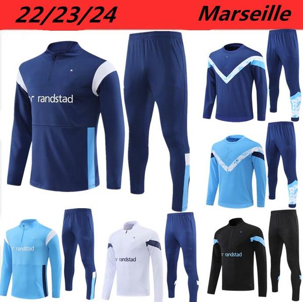 22/23/24 Tuta da allenamento Marsiglia UOMINI E BAMBINI set Tuta da allenamento per calcio 22 23 OM Survêtement Maillot Foot Chandal