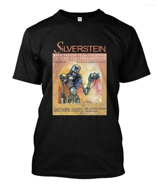 Camisetas masculinas raras 9889 Silverstein 15 anos O-pescoço O-Gold Cotton Shirt Men