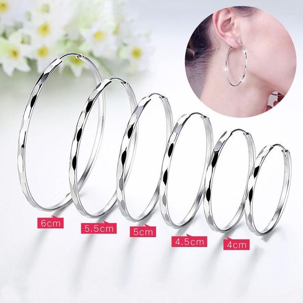 Brincos de pântano Ponykiss Hyperbole 925 Sterling Silver Circle Big Size Buckle para mulheres Retocadeiras Face de jóias finas de jóias finas por atacado